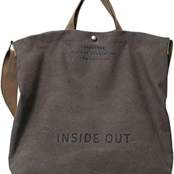 Women Canvas Tote Bag Large Casual Shoulder Crossbody Work Vintage Grunge - Picture 1 of 6